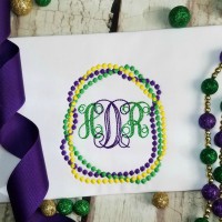 Mardi Gras Bead Monogram Embroidery Design